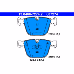 Altezza [mm]: 67,8. Asse di sviluppo: Posteriore. Contatto di usura: No. Indice: 13.0460-7274.2. Larghezza [mm]: 139,5. Numer ...