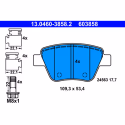 Set di pastiglie freno ATE 13.0460-3858.2, posteriore