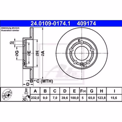 Disco freno; ATE; 232 9,0 5 100,0 pieno rivestito; per VOLKSWAGEN, VW; 1JE615601