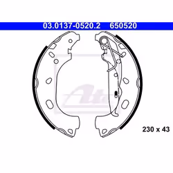 Ganasce Freno; ATE; 230 43 con leva; per OPEL, VAUXHALL; 1605224, 1605358, 93189978, 93195331, 1605224