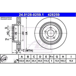 ATE Disco freno JEEP: Cherokee IV 28,0mm 5 114,3mm ventilato rivestito 24.0128-0259.1 04779599AB,4779599AB Dischi freno, Dischi dei freni