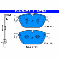 Set di pastiglie freno ATE 13.0460-7281.2, anteriore