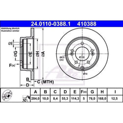 ATE Disco freno HYUNDAI: ix35 10,0mm 5 114,3mm pieno rivestito legato /ad alto tenore di carbonio 24.0110-0388.1 584113S100 Dischi freno