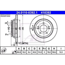 ATE Disco freno KIA: CARENS 4 10,0mm 5 114,3mm pieno rivestito 24.0110-0392.1 58411A4000 Dischi freno, Dischi dei freni