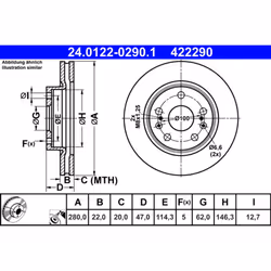 Disco freno ATE 24.0122-0290.1 anteriore, ventilato, 1 Pezzo