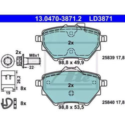 ATE Ceramic 13.0470-3871.2 Kit pastiglie freno PEUGEOT: 308 II Hatchback, 308 SW 2, 3008 II SUV, OPEL: Grandland X, Corsa F Hatchback