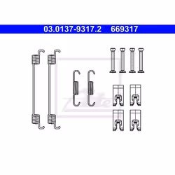 Kit accessori, Ganasce freno; ATE; per SMART, FORD, VOLKSWAGEN, RENAULT, SEAT; 2094310, KTH1BC2A225AA, 440265440R, 2Q0698545, ...