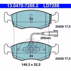Kit pastiglie freno; ATE; Ceramic; Con contatto segnalazione usura; per FIAT; LD7288, 77365729, 77365811, 77366270, 77366537