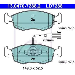 ATE Ceramic 13.0470-7288.2 Kit pastiglie freno Con contatto segnalazione usura FIAT: 500 Hatchback, Grande Punto Hatchback, Punto II Hatchback