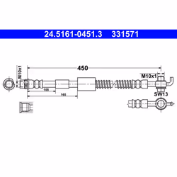 Tubo flessibile del freno ATE 24.5161-0451.3, destro