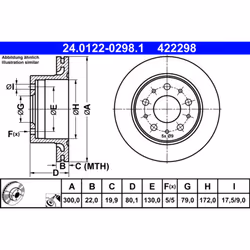 Disco freno ATE 24.0122-0298.1 posteriore, ventilato, 1 Pezzo