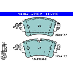 Set di pastiglie freno ATE 13.0470-2796.2, posteriore, Ceramica