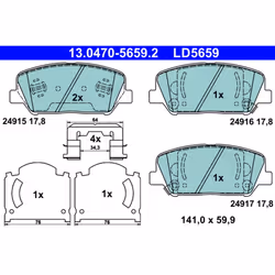 Set di pastiglie freno ATE 13.0470-5659.2, anteriore, Ceramica