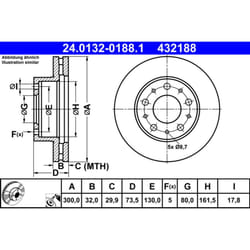 Disco freno ATE 24.0132-0188.1 anteriore, ventilato, 1 Pezzo