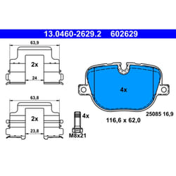 Set di pastiglie freno ATE 13.0460-2629.2, posteriore