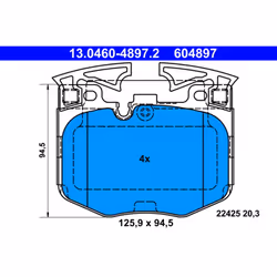 Altezza [mm]: 94,5. Asse di sviluppo: Davanti. Contatto di usura: No. Indice: 13.0460-4897.2. Larghezza [mm]: 125,9. Numero d ...