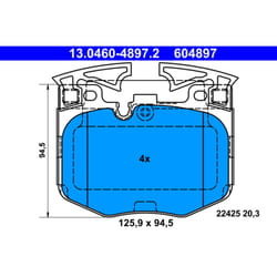 Set di pastiglie freno ATE 13.0460-4897.2, anteriore