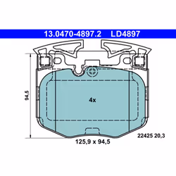 Altezza [mm]: 94,5. Asse di sviluppo: Davanti. Contatto di usura: No. Indice: 13.0470-4897.2. Larghezza [mm]: 125,9. Material ...