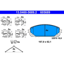 Set di pastiglie freno ATE 13.0460-5689.2, anteriore