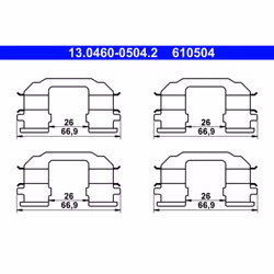 Indice: 13.0460-0504.2. Numero del Produttore: 13.0460-0504.2. Produttore: ATE. Sistema frenante: Akebono.