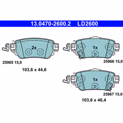 Altezza [mm]: 44,6, 46,4. Asse di sviluppo: Posteriore. Contatto di usura: Sì. Indice: 13.0470-2600.2. Larghezza [mm]: 103,6. ...
