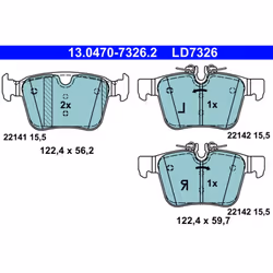 Altezza [mm]: 56,2, 59,7. Asse di sviluppo: Posteriore. Contatto di usura: No. Indice: 13.0470-7326.2. Larghezza [mm]: 122,4. ...