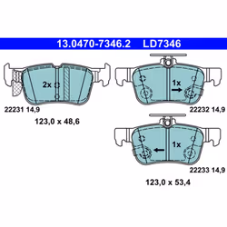 Altezza [mm]: 48,6, 53,4. Asse di sviluppo: Posteriore. Contatto di usura: Sì. Indice: 13.0470-7346.2. Larghezza [mm]: 123. M ...