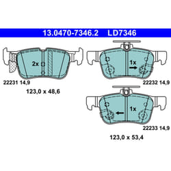 Set di pastiglie freno ATE 13.0470-7346.2, posteriore, Ceramica