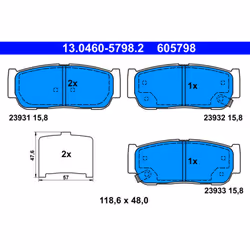 Altezza [mm]: 48. Asse di sviluppo: Posteriore. Contatto di usura: Sì. Indice: 13.0460-5798.2. Larghezza [mm]: 118,6. Materia ...