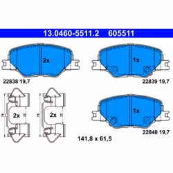 Altezza [mm]: 61.5. Asse di sviluppo: Davanti. Contatto di usura: Sì. Indice: 13.0460-5511.2. Larghezza [mm]: 141,8. Numero W ...
