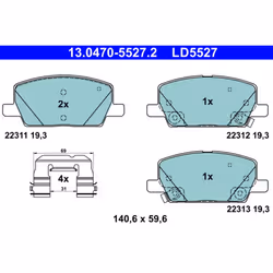 Altezza [mm]: 59,6. Asse di sviluppo: Davanti. Contatto di usura: Sì. Indice: 13.0470-5527.2. Larghezza [mm]: 140,6. Material ...