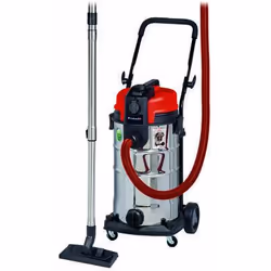 Einhell TE-VC 2340 SAC, 2200 W, Secco e bagnato, Sacchetto per la polvere, 74 dB, Rosso, Acciaio inox