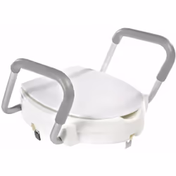 Sedile WC rialzato con maniglie colore bianco materiale plastica dimensioni 400 × 100 × 435 mm portata massima 150 kg rialzam ...