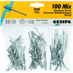 Gesipa Assortimento di rivetti ciechi (100 pezzi, in alluminio/acciaio, 4 mm Ø x 6, x 8, x 12 mm, rivetti, rivetti) 1433667