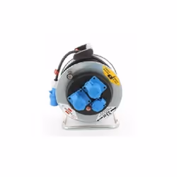 Avvolgicavo con 1 spina CEE, 3 poli 230V 1 presa tedesca 2 prese CEE 3 poli Allacciamenti elettrici nel corpo in plastica Sez ...