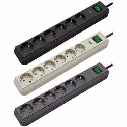 Brennenstuhl Eco-Line Surge Protection 4.500 A, 6 presa(e) AC, 3680 W, Nero, 1,5 m