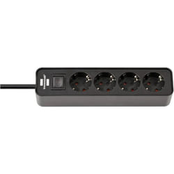 Brennenstuhl - 1153240000 Multipresa con interruttore 4 vie Nero Schuko 1 pz.