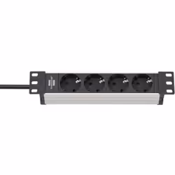 Brennenstuhl 1390007004 prolunghe e multiple 2 m 4 presa(e) AC Interno Nero, Argento - Vista aggiuntiva 4