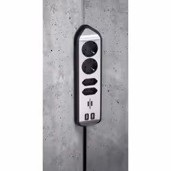 Brennenstuhl 1153590410 prolunghe e multiple 2 m 4 presa(e) AC Interno Nero, Argento - Vista aggiuntiva 4