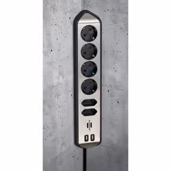Brennenstuhl 1153590610 prolunghe e multiple 2 m 6 presa(e) AC Interno Nero, Argento - Vista aggiuntiva 8