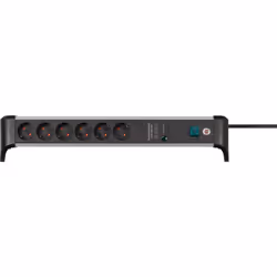 Brennenstuhl 1391020600, 3 m, Interno, Ad angolo, IP20, Nero, Argento, 6 presa(e) AC