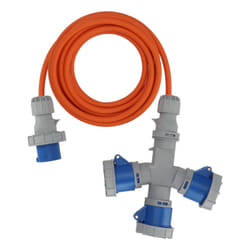 Brennenstuhl 1167670205 prolunghe e multiple 5 m 3 presa(e) AC Esterno Arancione, Blu, Grigio