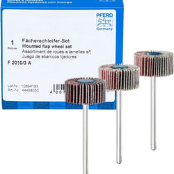 Pferd - Set di levigatrici a ventaglio f, 3 pezzi/corindone Ø20 x 10 mm, diametro gambo 3 mm, A80, 120, 180/44498030 – per levigatura fine e finitura