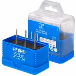 PFERD Set di punte per fresatura piccole in metallo duro ad alte prestazioni, 3 pezzi, dentatura completa, diametro albero 3  ...