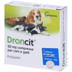 Droncit 50mg Farmaco Veterinario Infestazioni Parassitarie di Cani e Gatti 2 Compresse