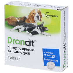 Droncit 50mg Farmaco Veterinario Infestazioni Parassitarie di Cani e Gatti 2 Compresse