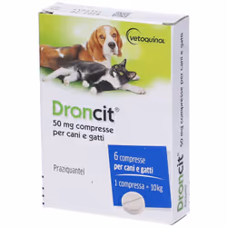 Droncit 50mg Farmaco Veterinario Infestazioni Parassitarie di Cani e Gatti 6 Compresse