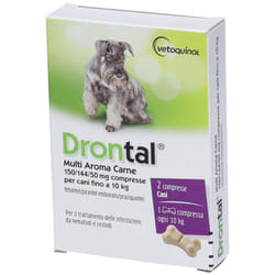 Drontal Multi Aroma Carne Farmaco Veterinario Infestazioni Intestinali dei Cani 2 Compresse