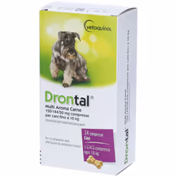 Drontal Multi Aroma Carne Farmaco Veterinario Infestazioni Intestinali dei Cani 24 Compresse
