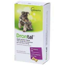 Drontal Multi Aroma Carne Farmaco Veterinario Infestazioni Intestinali dei Cani 24 Compresse